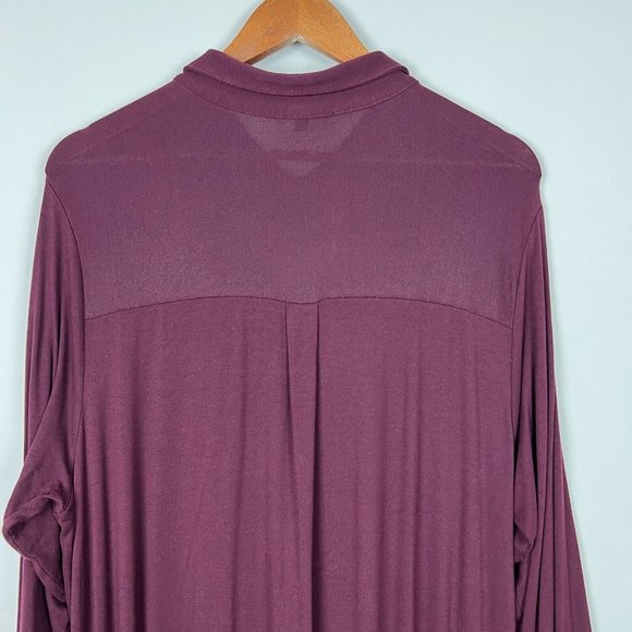 Universal Standard Shirt Dress Small 14 16 Burgundy Jersey Maxi Button Side Slit - Picture 7 of 14